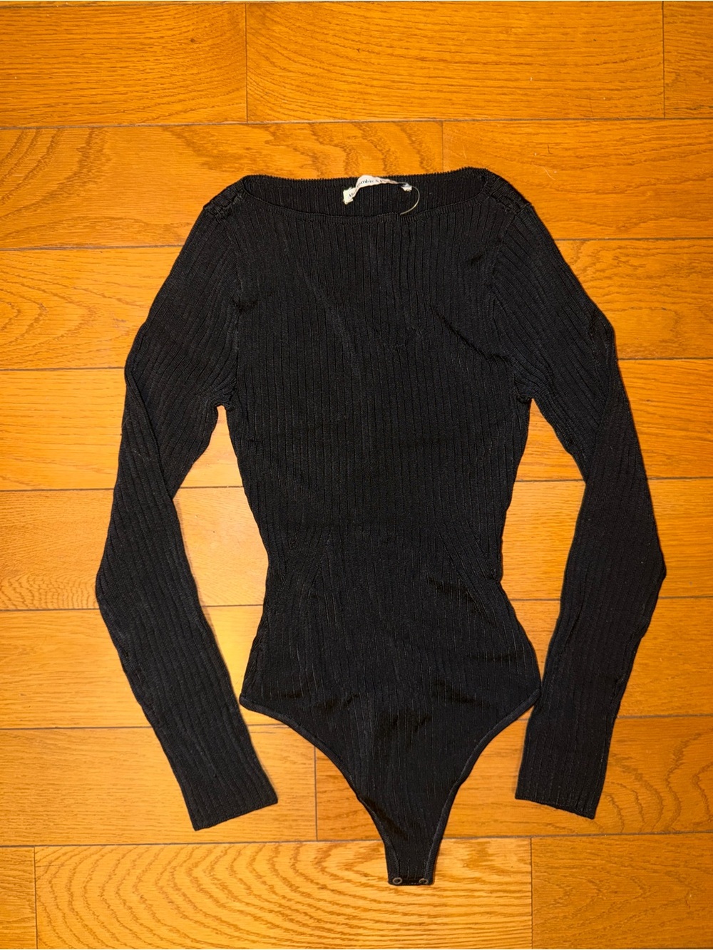 Abercrombie & Fitch Black Ribbed Long-Sleeve Bodysuit